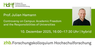 Ankündigung des Vortrags von Prof. Julian Hamann Ankündigungskarte des Vortrags mit einem Porträtfoto von Prof. Julian Hamann