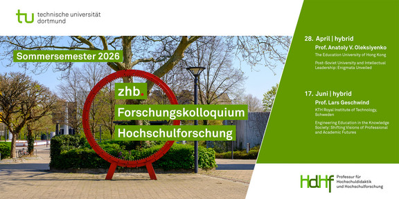 zhb Forschungskolloquium Hochschulforschung: Vorträge im Sommersemester 2026 Ankündigungskarte für die Vorträge des Forschungskolloquiums im Sommersemester 2026