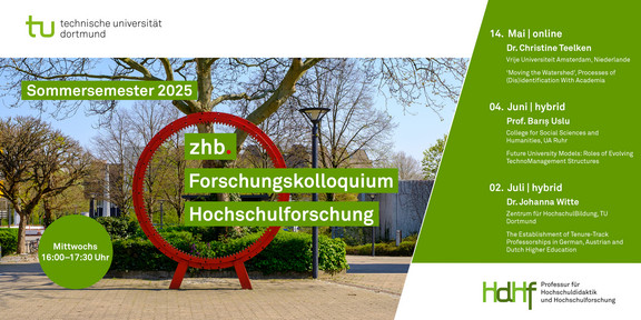 zhb Forschungskolloquium Hochschulforschung: Vorträge im Sommersemester 2025 Ankündigungskarte für die Vorträge des Forschungskolloquiums im Sommersemester 2025