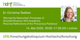 Ankündigung des Vortrags von Dr. Christine Teelken Ankündigungskarte des Vortrags mit einem Porträtfoto von Dr. Christine Teelken