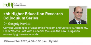 Announcement flyer of the talk including a portrait photo of Dr. Gergely Kováts