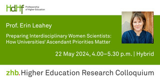 Announcement flyer of the talk including a portrait photo of Prof. Erin Leahey