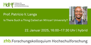 Ankündigungskarte des Vortrags mit einem Porträtfoto von Prof. Patrício V. Langa