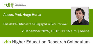 Announcement of the talk by Assoc. Prof. Hugo Horta Announcement flyer of the talk including a portrait photo of Assoc. Prof. Hugo Horta