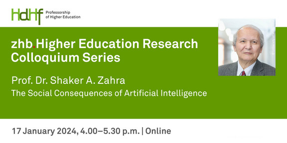 Announcement of the talk by Prof. Dr. Shaker A. Zahra Announcement flyer of the talk including a portrait photo of Prof. Dr. Shaker A. Zahra