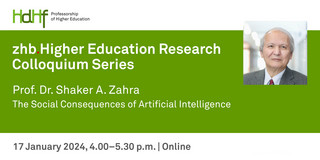 Announcement flyer of the talk including a portrait photo of Prof. Dr. Shaker A. Zahra